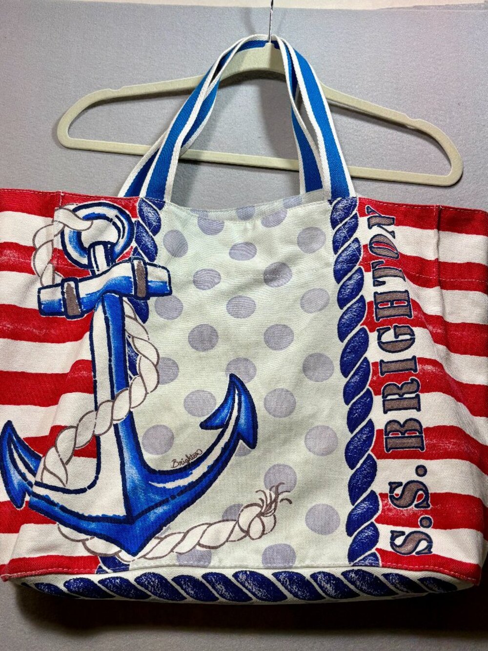 Brighton Nautical Anchor Canvas Tote Bag
